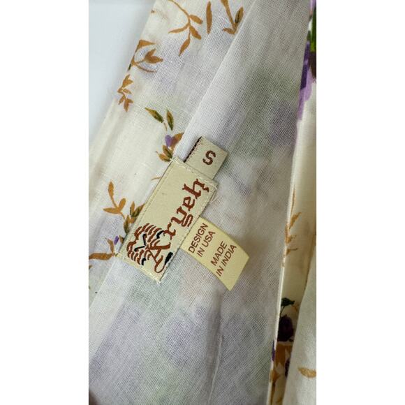 Aryeh Anthropologie Floral Midi Dress Womens Small Sleeveless Cream Purple - Picture 7 of 11